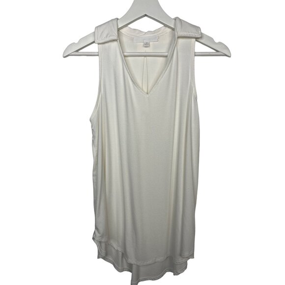 Adyson Parker Top Womens Sz XS Sleeveless V Neck Tank White Stretch Casual Work - Picture 1 of 12
